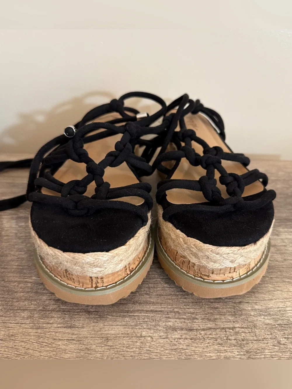 Nasty Gal Black Faux Suede Platform Sandals Women’s Size 9 US 7 UK 40 EU